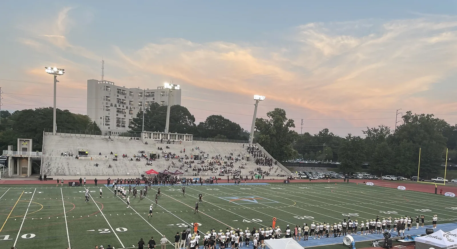 A varsity game under the lights at Eddie S. Henderson Stadium in Atlanta