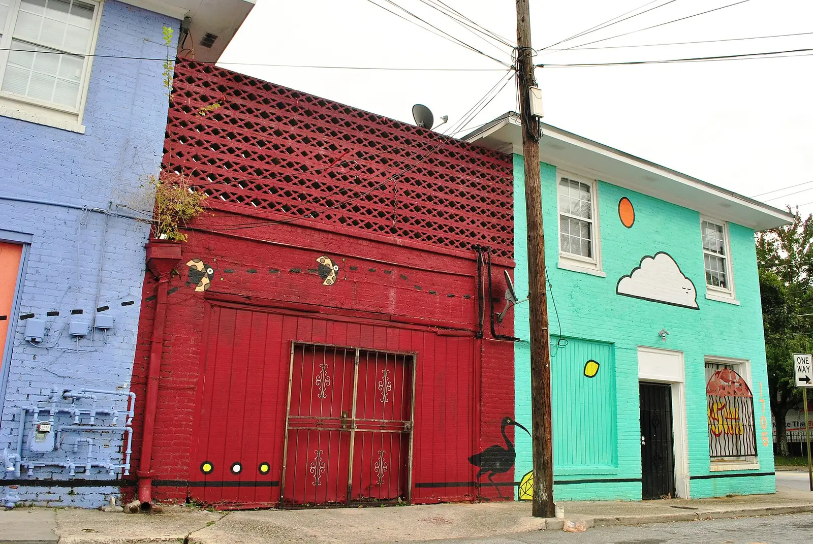 Painted buildings in the Lakewood Heights Historic District in southeast Atlanta