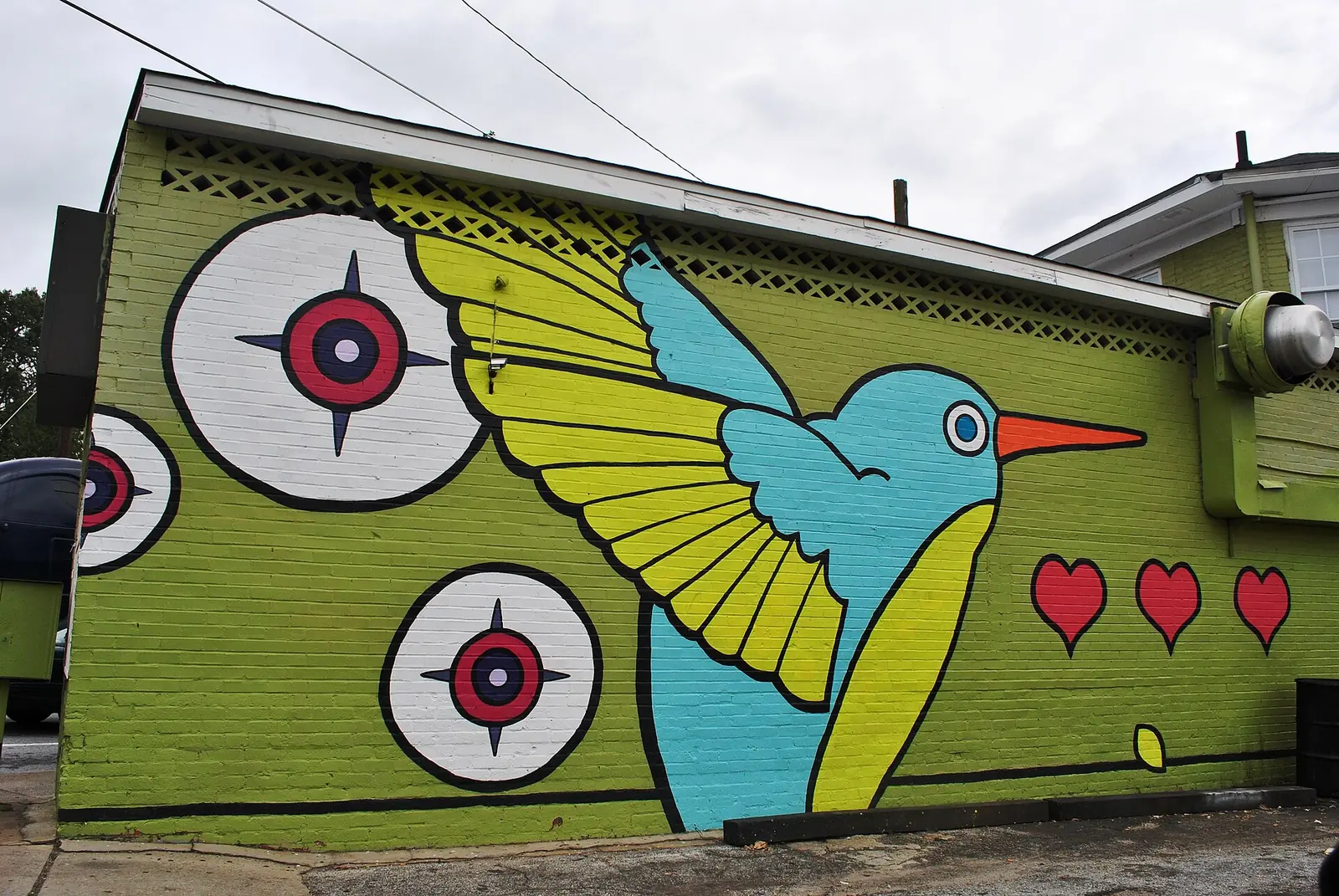 A hummingbird mural in the Lakewood Heights Historic District in southeast Atlanta