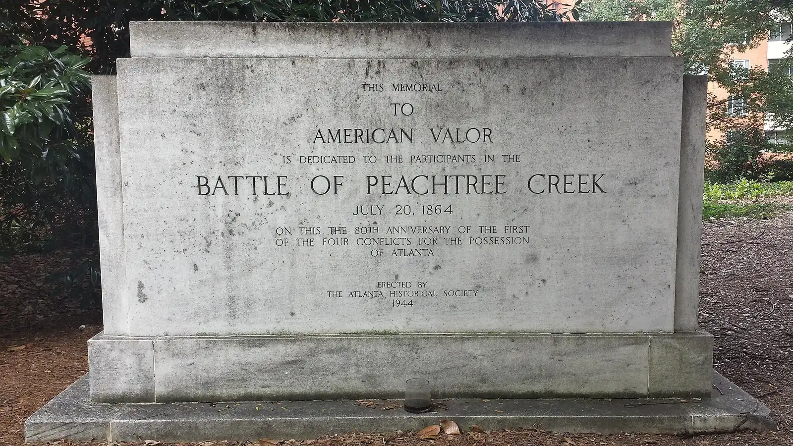 The Battle of Peachtree Creek memorial north of Collier and Peachtree roads in Buckhead