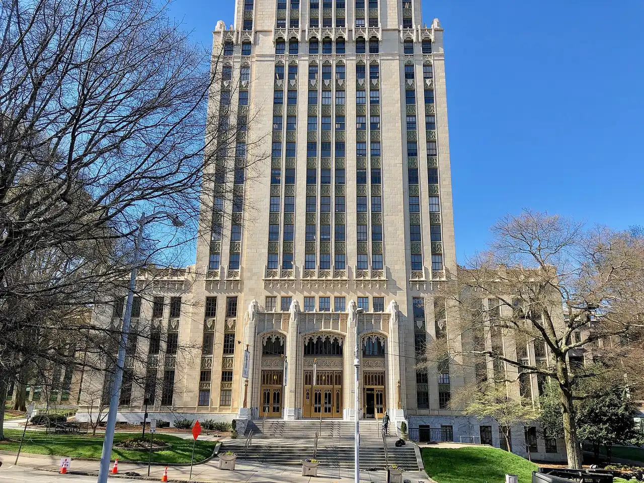The entrance to Atlanta City Hall at 55 Trinity Ave. SW. Mayor Andre Dickens chairs the Invest Atlanta board.